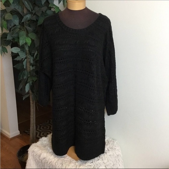 SO sweater Womans 2X plus black with sparkle holey 3/4 sleeve medium wei… - Picture 1 of 11